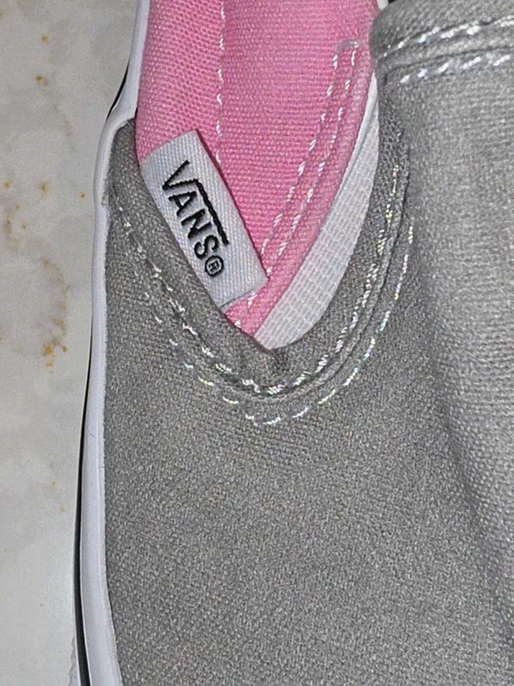 VANS Classic Slip-On Shoes Womens 8 Mens 6.5 Gray Pink Canvas Sneakers